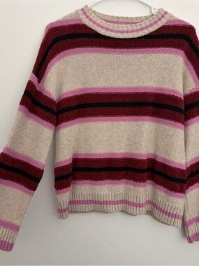 BP Nordstrom Striped Crewneck Sweater in Beige, Pink & Burgundy